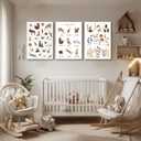 3Pcs Animal Alphabet Numbers Canvas Wall Art Classroom Nursery Painting Educational ABC Poster Prints Kids Playroom Picture Positive Affirmations Animal Wall Decor for Boy Girl Room 12x16in Framed (16L" x 12W")