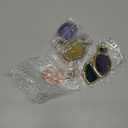 LE SKY 8 Pcs Natural Stone Pendants Rectangle Mixed Crystal Agate Stone Charms for Jewelry Making Necklace Accessories