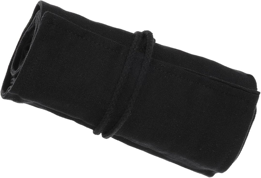 PATIKIL Handmade 72 Slots Roll Up Pencil Case, Canvas Pencil Wrap Pouch Pen Holder Organizer for Artist Drawing Coloring Sketching, Black