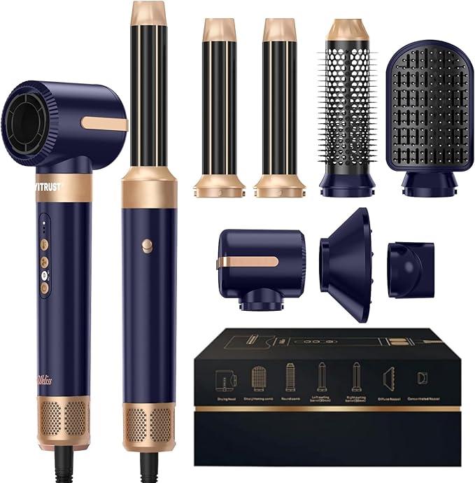 5-in-1 Hair Dryer 1000 W Blower Brush Set, Air Styler, Negative Ion Curling Iron, Hair Straightening Brush, with 5 Accessories, 3 Temperatures, For Straightening, Volume, Curling