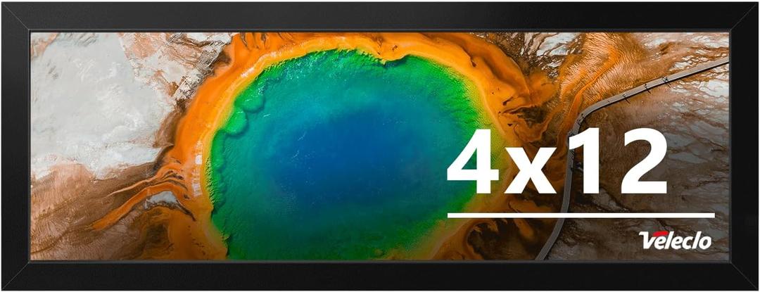 4x12 Picture Frame for Wall Display, 4x12 Black Picture Frame with Shatter Resistant Plexiglass, Stable and Sturdy 4 x 12 Poster Frame for Wall Display, Handpicked Gift Collection, 1 Pack