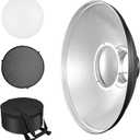 Soonpho 21 inch/55cm Standard Reflector Beauty Dish with Honeycomb Grid, Diffuser Sock and Bag,for Bowens Mount Studio Strobe Flash Light Like Neewer VC-400HS VE-300 Godox AD200 AD180 AD360(Silver)