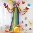 Epakh Carnival Circus Party Decorations Large Size 3D Clown Door Decor Funny Rainbow Circus Clown Performer Paper Cutouts for Carnival Birthday Party Classroom Bulletin Board Wall Chalkboard Decor
