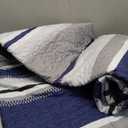 WONGS BEDDING Quilts Queen Size, Navy Blue Quilt Bedspread Bedding Set, Summer Queen Coverlet Sets with Shams, 3 Pieces Lightweight Striped Quilt for Bed(96"x 90")