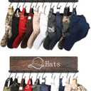 FANGSUN Hat Rack for Wall, Wooden Baseball Cap Organizer with 20 Hooks, Hat Display Storage Holder for Men and Women, Rustic Ball Cap Hanger for Closet, Bedroom, Entry, Set of 2