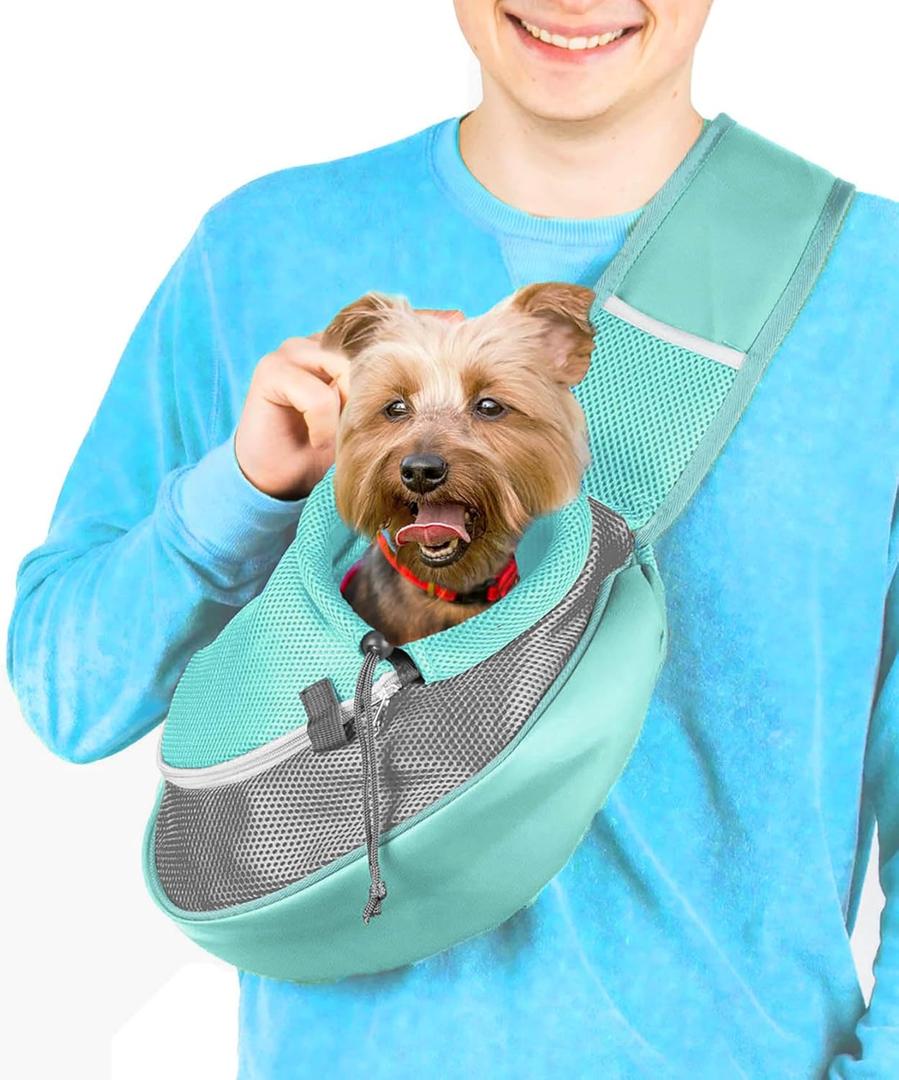 Pet Sling Carrier - Small Dog Puppy Cat Carrying Bag Purse Pouch - For Pooch Doggy Doggie Yorkie Chihuahua Baby Papoose Bjorn - Travel Front Backpack Chest Body Holder Pack To Wear (Teal) (Blue Lagoon)