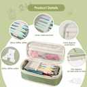 2 x Janhavi Initial Large Capacity Premium Oxford Cute Aesthetic Pencil Case Pouch Bag Special School Supplies Colored Stationery Organizer Gifts for Girls, Women, Adults (green)