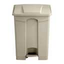 Safco Step On Plastic Trash Can with Foot Pedal, 17 Gallon Garbage Can for Kitchen, Indoor or Outdoor Use, Hands Free, Tan