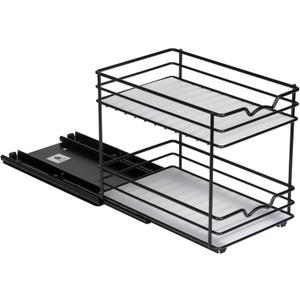 Pull Out Cabinet Organizer for Spices, Cans - Heavy Duty - Pull Out Spice Rack- Cabinet Pull Out Shelf for Cans,Dishes, Etc, 6-1/2"Wx10-3/8"Dx8-7/8"H, Black
