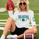 Football Season Long Sleeve Shirts For Women Game Day Team Fans Top Football Helmet Tee Crewneck Pullover Tops (L)