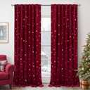 BGment Burgundy Red Velvet Curtains 96 Inches, Christmas Curtains Super Soft Thermal Insulated Blackout Back Tab and Rod Pocket Snow Silver Printed Drapes for Living Room, 2 Panels, Each 52 x 96 Inch