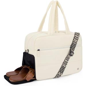 CLUCI Weekender Travel Bag for Women Puffer Tote Bag Carry On Duffle Overnight Bags with Shoe Compartment
