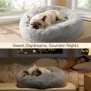 Bedsure Calming Cat Beds for Indoor Cats - Small Cat Bed Washable 20 inches, Anti-Slip Round Fluffy Plush Faux Fur Pet Bed, Fits up to 15 lbs Pets, Pale Grey