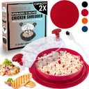 Chicken Shredder Tool Twist Large 12 with Visible Lid & Cleaning Brush | Meat Shredder Twist for Thin Chicken Breast | Dishwasher Safe Chicken Shredder Tool Twister & Food Shredder (Red) (Pro Size - 12 Inch)