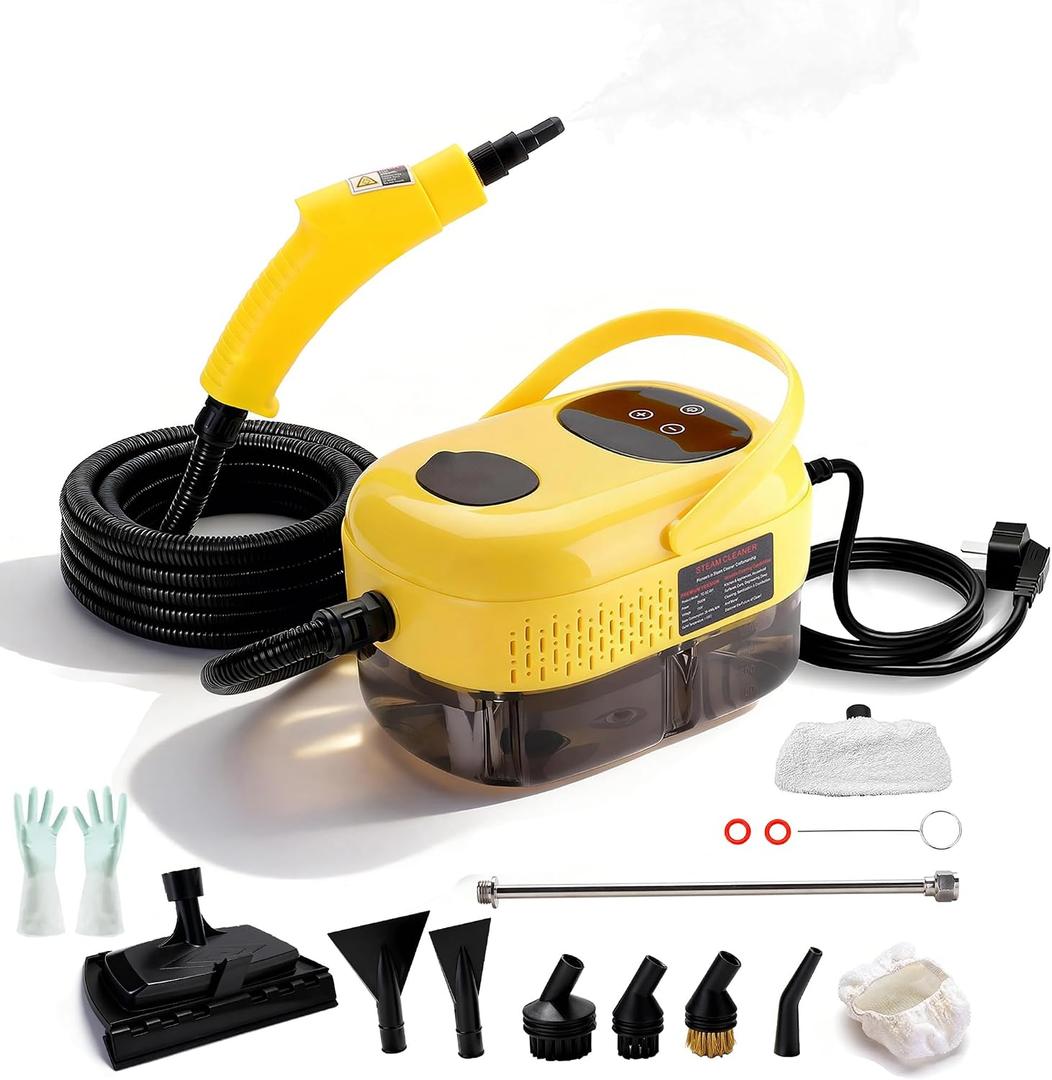 Steam Cleaner,15s Heat-Up 6-Level Adjustable, 2500W Handheld Steam Cleaner for Home with 13 pcs Accessories,Portable Steamer for Kitchens, Grease, Bathroom, Grout,Tile, Floor, Couch and Car