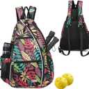 Sucipi Pickleball Bag - Men's & Women's Pickleball Backpack, Adjustable Sling Bag w/Fence Hook/Large Capacity/Safety Pocket (Red Leaf)