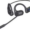 Open Ear Headphones with Mic, 29g Bluetooth Headset, Sweat Resistant,12Hrs, Dual Connect, Wireless Bluetooth Headphones with Noise Cancelling Microphone & Mute, for Work, Workout, Driving, Call, Black