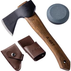 12" Hand-Forged Hatchet with Sheath and Sharpener - Camping Axe, Bushcraft and Survival Hatchet Spring Steel Blade - Small Axe Perfect for Wood Carving, Cutting, Splitting and Gardening 12" Hand-Forged Hatchet with Sheath and Sharpener - Camping Axe, Bushcraft and Survival Hatchet Spring Steel Blade - Small Axe Perfect for Wood Carving, Cutting, Splitting and Gardening