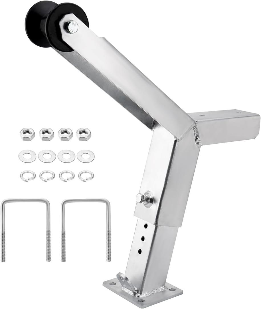 Adjustable Boat Trailer Winch Stand with Trailer Rollers, Fit 3" W X 4" H Boat Trailer Tongue Stands, Include Mounting U-Bolts