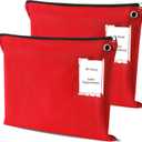 2 Pcs Interoffice Mailer Canvas Transit Sack Zipper Bag 18" x 14" Large Zipper Pouch with Grommet Interoffice Mail Bag (Red)