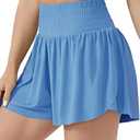 THE GYM PEOPLE Women's High Waisted Flowy Running Shorts 2 in 1 Athletic Workout Skirt Shorts, Size L