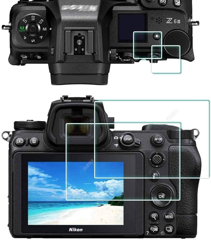 ULBTER Top + Screen Protector for Nikon Z6 III Z 6III Z6III Z6 III Camera [2+2Pack], 0.3mm 9H Hardness Tempered Glass Cover Anti-Scrach Anti-Fingerprint Anti-Bubble