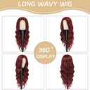 Burgundy Wig for Women Long Wavy Red Wig Middle Part 26 Inch Wigs Heat Resistant Synthetic Wig for Daily Use
