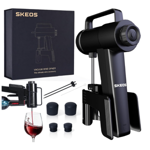 SKEOS Electric Wine Opener, Needle Piercing Vacuum Wine Bottle Opener for Smooth Extraction, No Cork Damage, Vacuum Seal Freshness, Perfect for Wine Lovers, Black v