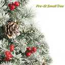 2 Pack Outdoor Christmas Tree 24 INCH, Flocked Christmas Tree with 50 LED Lights, Prelit Small Xmas Tree with Berries and Pine Cones, Pre-Decorated Snowy Xmas Tree for Pathway, Porch 1ft 6in, Snow 