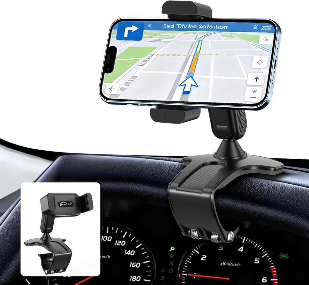 Universal 360 Dashboard Phone Holder, Easily Adjustable No-harm Clip Design Phone Mount for Car Compatible with All 4-7 Inch Smartphones