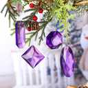 Simgoing 8 Pack Jewel Ornaments 1.2" - 3.5" Crystal Jewel Hanging Decorations for Christmas Tree Glitter Gemstone Ornaments Rectangle Square Oval Rhombus for Home Wedding & Holiday Party Decor(Purple)