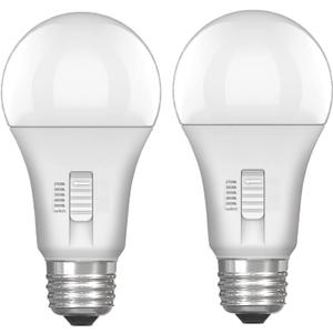 Color Selectable A19 LED Light Bulbs - Choose from 5 Colors Soft White to Daylight White. E26 Base, 60W, 800 Lumens, 85% Energy Saving for Indoor & Outdoor (2-Pack)