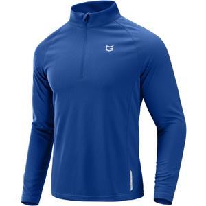 G Gradual Men's Running Shirts Long Sleeve Athletic Shirt Lightweight Quick Dry Quarter Zip Pullover for Men Workout Gym Golf (Royal Blue), Small