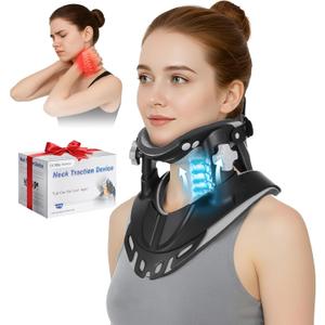 Cervical Traction Device, Neck Stretcher for Pain Relief at Home & Office, 3 Power Traction, Adjustable Ergonomic Support Brace for Spine Alignment, Lightweight and Portable