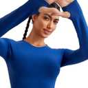 RUNNING GIRL Long Sleeve Workout Tops for Women Soft Crew Neck Basic Tight Cropped Top Casual Seamless Shirt (XL)