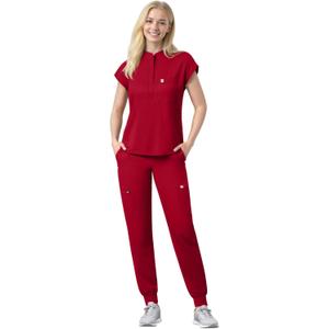 Scrubs Set for Women Medical Uniform Nurse Suit, Anti-Wrinkle Scrub Top Jogger Pant&11 Pockets,4 Way Stretch Workwear, Size: X-Large