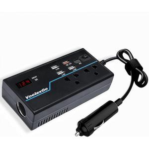 200W Car Power Inverter, 12V/24V DC to 110V AC Car Converter with 4 USB Port, Fast Charger Converter with 30W PD USB-C, Multi-Protection Car Outlet Adapter for Vehicles