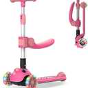 Gotrax KS3 Pro Folding Kick Scooter for Kids, One Key Removable Seat & 3 Extra Wide PU Light-Up Wheels and Anti-Slip Deck, Adjustable Height Handlebar and Lean-to-Steer Scooter for Children Aged 2-8