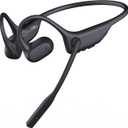 CXK Open Ear Headphones with Mic, Bluetooth Headset with AI Noise Cancellation Microphone Bluetooth 5.3 Air Conduction Headphones Wireless Headset with Mic for Work Call Meeting Driving (Black)