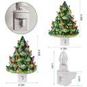 Hausse 2 Pack Christmas Ceramic Tree Night Lights, Decorative Xmas Tree Nightlight with Lamp, Multicolor Bulbs & 360 Degree Swivel Plug with ON/Off Switch for Home Bathroom Bedroom Decor