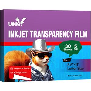 Uinkit 30 Sheets Pintable Transparency Film Acetate Clear Sheets for Crafts 8.5x11 OHP Overhead Projector Film For Inkjet Printer Quick-Dry
