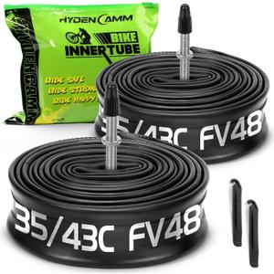 2 Pack 700x35C-43C AV48/AV32/FV48mm 700c Bike Tube, Butyl 700C Road Bike Tube with 2 Tire Levers, 700c Bicycle Tube Compatible with 700 x 35C 700x38C 700x40C 700x42C 700x43c Inner Tube