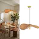 Arturesthome 23.6" Modern Paper Chandelier Rattan Pendant Lighting Large Wicker Light Fixtures Adjustable Height Hanging Lighting Fixture for Kitchen Bar Hallway
