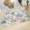 Door Mat Multicolor Washable Lush Hydrangea Area Rug 24" x 36" Doormats Non Slip Watercolor Wildflowers Low Pile Small Carpet for Entrance Bedroom Dining Room Kitchen Bedside Office