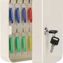 KYODOLED Key Cabinet Wall Mount, Locking Key Organizer, Key Storage Lock Box with Key, Key Management with 20 Key Hooks & Tags Key Labels, 7.87" x 6.29" x 3.14" (Beige, 20 Key)