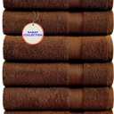 100% Cotton Bath Towels, 24"x48" Pack of 6 Towels, Quick Dry, Highly Absorbent, Soft Feel Towel, Gym, Spa, Bathroom, Shower, Pool, Luxury Soft Towels (Brown, 24x48-6 Pack)