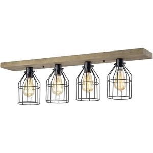 The Gray Barn Daisy Road 4-Light Wood and Metal Cage Linear Flush Mount