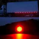 8Pcs 2.5 Inch Red Round 13 LED Side Marker Clearance Lights with Light Grommet and 2-prong Wire Pigtail for Trailer Truck RV, Flush Mount, 12V, IP67 Waterproof