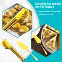 Serving Utensils, 15 Pcs Stainless Steel Large Flatware Serving Tools Kit, Included Spoons, Forks, Tongs, Slotted Spoon, Ladle, Cake Server for Kitchen Catering Banquet Wedding Buffet Party, Gold