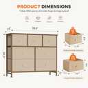 Sweetcrispy 7 Drawer Dresser for Bedroom Storage with Fabric Bins, Khaki, 39.3"D x 11.8"W x 30.3"H
